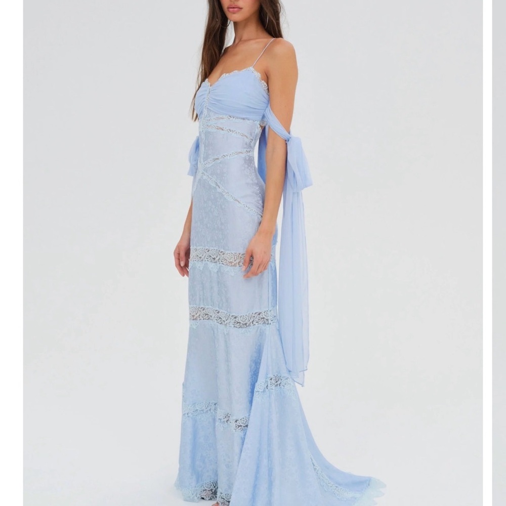 For Love And Lemons Light Blue Lace Maxi Dress